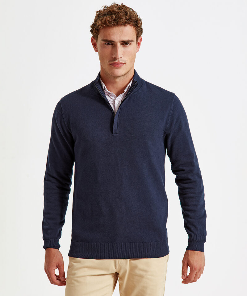 Men's cotton blend ? zip sweater