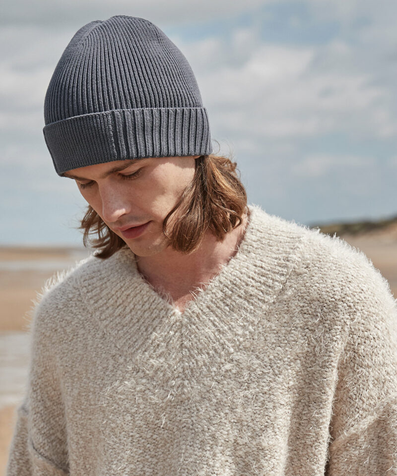 Organic cotton engineered patch beanie