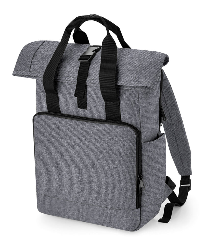 Recycled twin handle roll-top laptop backpack