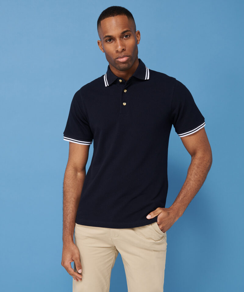 Double tipped collar and cuff polo shirt