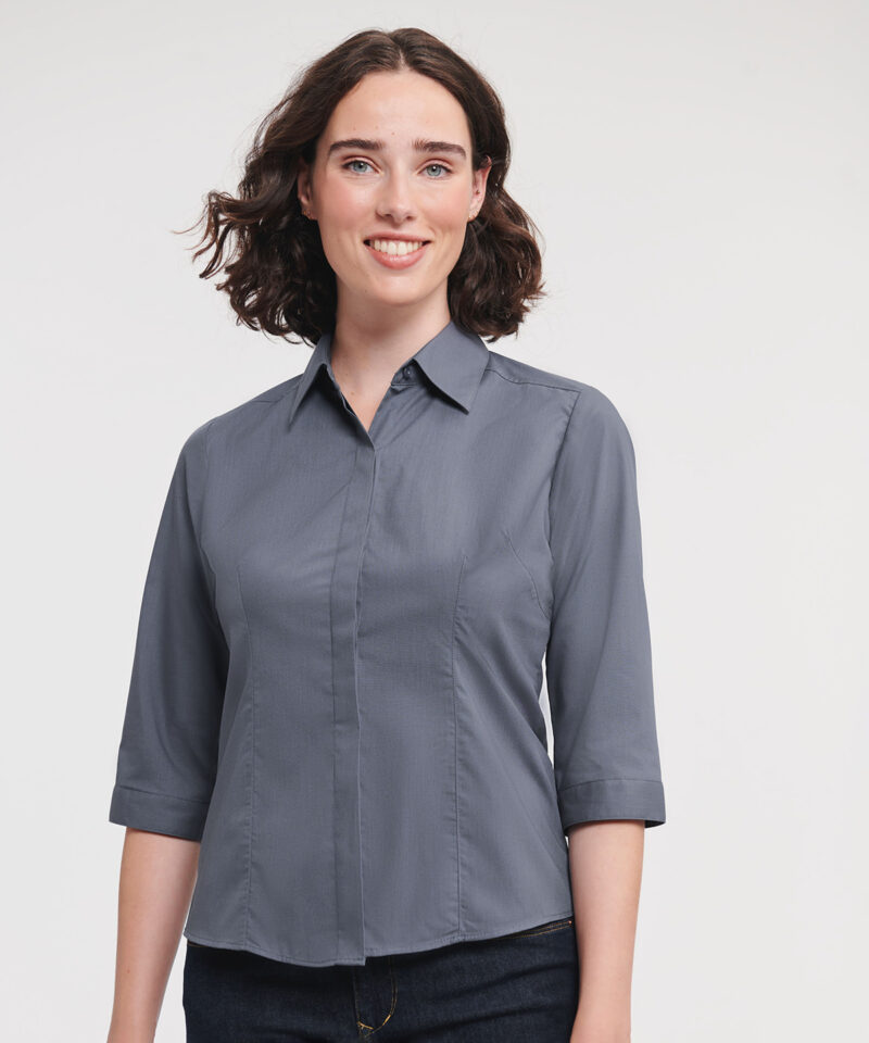 Women's ? sleeve polycotton easycare fitted poplin shirt