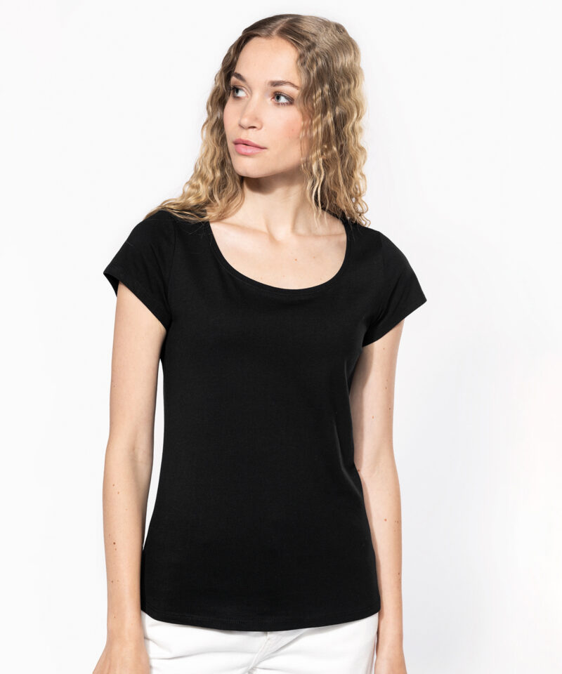 Ladies? boat neck short-sleeved T-shirt