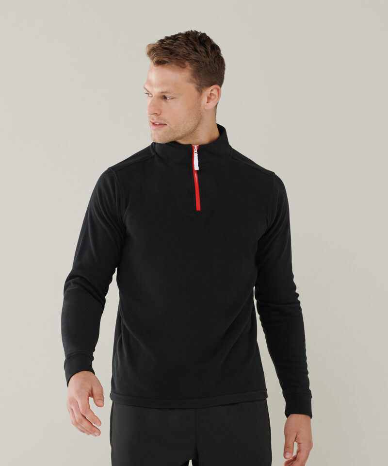 ? zip long sleeve fleece piped