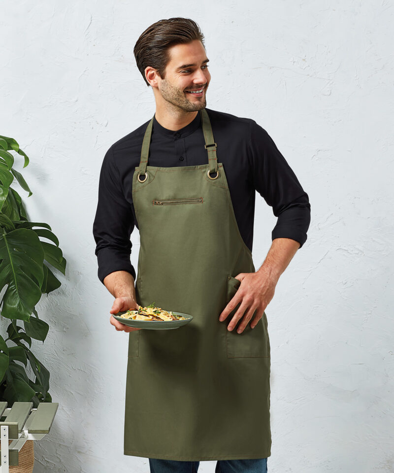 ?Barley? Contrast Stitch Bib Apron