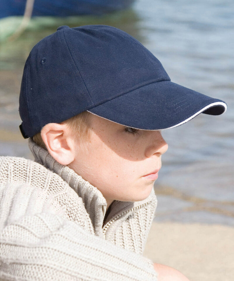 Junior low-profile heavy brushed cotton cap with sandwich peak