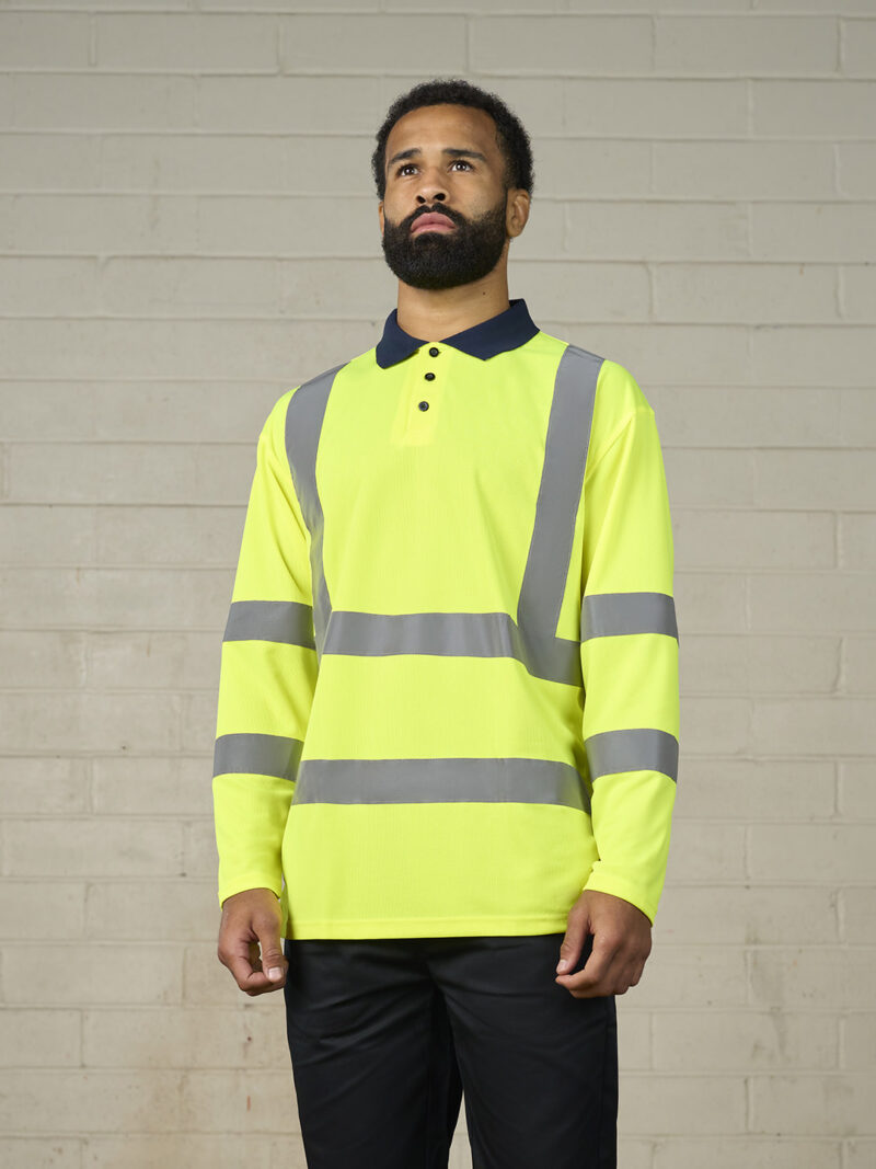 High visibility long sleeve polo - Image 2